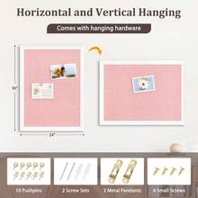 DOLLAR  Bulletin Board With Linen 36'' X 24'' White Framed Cork Boards For Walls Photo Display Pin Board Decorative Corkboard For Office Home School Girls Dorm Decor With 10 Pushpins Pink - PinkwhiteFrame - View 4