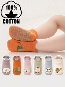 6 双可爱 3D 卡通低帮防滑婴儿船袜，适合婴儿男孩和女孩 - 彩色 - 查看 8