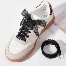 1 对 100 厘米蕾丝鞋带 - 芭蕾舞风格，适合年轻人的可爱配饰 - 黑色丝绸蕾丝装饰鞋带，适合牛津鞋 - 黑色 - 查看 6