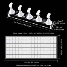 2 Set Nail Stand Painting Press Nail Holder Acrylic Magnetic Tips Training Fingernail Display Stands Holders And 96 Pieces White Reusable Adhesive Putty(Black And White) - Kim loại hồng - Xem 7