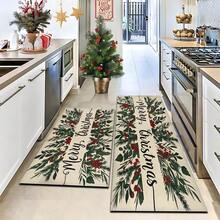 Felpudo con tema navideño, de poliéster, alfombra decorativa para el piso adecuada para la entrada del hogar, sala de estar, dormitorio y cocina