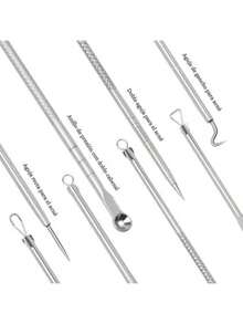 Kit Profesional de 8 Piezas para la Eliminación de Puntos Negros y Acné, Eliminador de Puntos y Granos, Herramienta de Limpieza de Acné de Acero Inoxidable de Doble Extremo, con Caja Portátil - 8 - Ver 2