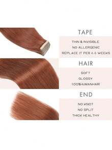 150G 60PCS Tape-In Real Hair Extensions Invisible Tape Extensions, Real Hair Tape Extensions,100% Human Hair Extenions Skin Weft Hair Extensions ,Black Tape In Extensions,Brown Black Blonde Blue Red Grey Silver Highlight Hair - S33 - View 3