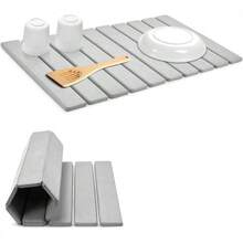 多功能硅藻土干燥垫，厨房用具吸水垫，可折叠排水防潮台面垫 - 彩色 - 查看 2