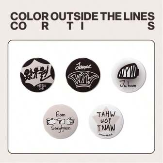 58mm "COLOR OUTSIDE THE LINES CORTIS". The Design Style Leans Toward Minimalism And Artistic Flair, Featuring Handwritten Or Graffiti-Style Text And Graphic Elements. It May Serve As A Creative Accessory For Decorating Clothing, Backpacks, And Similar Items, Ideal For Styling Scenarios That Prioritize Individuality And Artistic Expression.