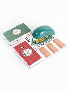 1pc Christmas Desktop Stapler, Cute Mini Stapler For Students, Space-Saving For Home/Office/Student Use, Compact Design, Portable, Colorful Paperclip Christmas Transparent Creative Stationery Set, Clip, Stapler, Christmas Gift