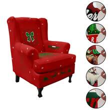 1 set de 2 huse de scaun cu imprimeu Moș Crăciun, tigru, pentru canapea cu un singur loc, rezistente la praf, pentru living, dormitor, hotel, husă de scaun aplicabilă în toate anotimpurile, cu cotiera, husă de scaun cu fund elastic gros