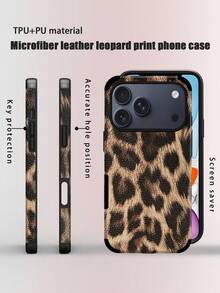 1 pezzo Custodia per telefono in pelle PU morbida con stampa leopardata, anti-caduta e anti-urto, con design amplificatore audio, compatibile con 17 Pro Max/16 Pro Max/16 Plus/13 Pro Max/14 Pro Max 13 14 11 12 Pro 11/15 Pro, Galaxy S24 Ultra, regalo per le vacanze