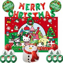 Sanrio Balloon Set - Hello Kitty Cartoon Christmas Party Decorative Balloons, Kuromi Christmas Party Scene Props, Cinnamoroll Christmas Photo Backdrop Decorative Balloons, My Melody Christmas Atmosphere Balloons, PompomPurin Christmas Party Supplies