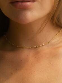 1pc Fashionable Minimalist Stainless Steel Ball Chain Necklace, Suitable For Daily Wear, Holidays, Birthday Gifts