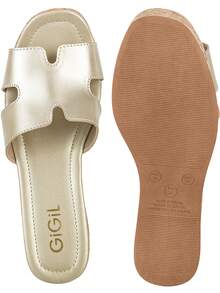 Women's Platform Wedge Flatform Sandal With H-Straps, Cork Sole, Medium Heel, Casual GiGiL - 金色 - 查看 4