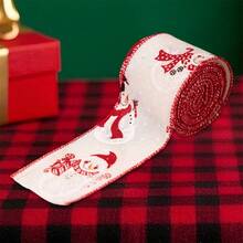 Christmas Ribbons Colorful Letter/Snowman Christmas Wide Ribbons - 白色 - 查看 3