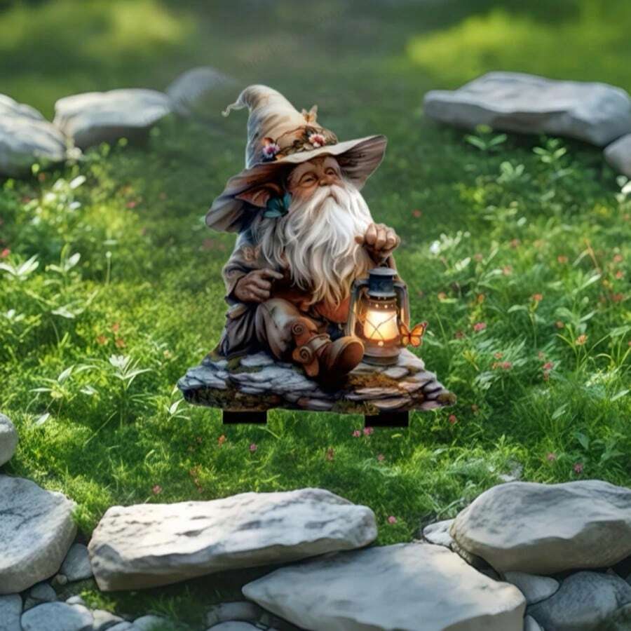 حديقة بأسلوب بوهيمي مع فانوس - ديكور جنية بلاستيكي للزينة الخارجية، سهل التركيب، مناسب لعيد الميلاد وعيد الشكر، لا يحتاج إلى طاقة أو بطارية، هدية مثالية للنباتات المزروعة في أصص والحدائق