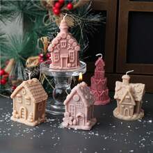 Molde de Silicone para Vela em Forma de Casa de Natal 3D, Molde DIY para Castelo, Homem de Gengibre Feito à Mão, Sabão, Gesso, Decoração de Presente e Festival de Natal