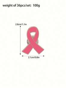 36pcs/Set Elegant Fashion Breast Cancer Awareness Rose Pink Ribbon Brooch For Calls Attention To Women's Health Clothings Decoration Suitable For Parties Ceremonies Jewelry Accessories