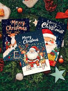 6 Christmas Card Sets With Cartoon Illustrations, Suitable For Christmas, Mother's Day And Other Occasions, Christmas Postcards, Greeting Cards, Suitable For Everyone