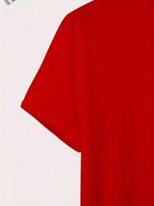GYM MODE Men's White T-Shirt - Casual & With Dumbbell Graphic, Short Sleeve, Round Neck, Polyester & Spandex Blend, Perfect For Summer Workouts & Casual Attire; Women's Autumn Cotton Loose T-Shirt: Soft Winter Inner Wear Fashion Design, Soft Fabric,  Loose Fit, Hip-Hop Street Style, Unisex, Suitable For Home And Daily Wear - [紅色的] - 查看 4