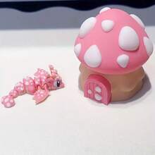 3D Printed Cute Mushroom House+Dragon Model Ornaments, Desktop Decoration Sculpture Ornaments, Holiday Gifts, Suitable For Home Decoration, Office Decoration, Car Decoration, Contemporary Art, Fantasy Design, Lightweight Decoration, Durable Decoration, Mini Decoration, Decorative Statues, Party Gifts, Holiday Gifts, Novel Desktop Ornaments, Gifts For Friends