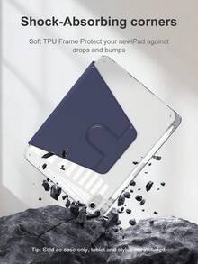 Ốp bảo vệ trong suốt bằng acrylic, tương thích với chức năng ngủ/thức của iPad, tương thích với iPad và máy tính bảng, ốp bảo vệ xoay 360 độ, tương thích với iPad Mini 4/5/6 (9.7 inch) và iPad (10.2 inch), iPad Air 4/5/6 (10.9 inch), phù hợp với iPad thế hệ thứ 10, khung chất liệu TPU mềm, tương thích với iPad thế hệ thứ 10, iPad Pro (11 inch), iPad Air (11 inch, M2), iPad Air (13 inch) và iPad Pro (11 inch, M4) - Màu xanh hải quân - Màu xanh hải quân - Xem 6