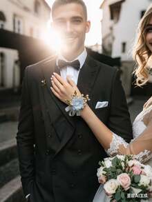 2pcs/1pc Elegant Shell-Shaped Alloy Brooch And Wrist Corsage, Suitable For Groom, Bride, Wedding Decoration, Formal Party - A - View 12