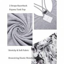 Women's Cami Pajama Set Sleeveless Racerback Tank Top Soft Sleepwear For 2025 - Hoa màu xám nhạt - Xem 5