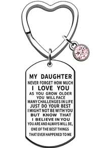 1 pieza Llavero de acero inoxidable con grabado "Mi hija", un regalo e inspiración, accesorio para coche, bolso, mochila escolar, encanto gótico y Y2K, ideas de regalo para amiga, hermana, maestra
