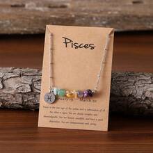 1pc Bohemian Style Natural Stone Necklace With 12 Zodiac Birthstone Pendants - Astrology Constellation ​Personalized Aries​,Taurus​​,Gemini​​,Cancer​​​​,Leo​ ,Virgo​,Libra​,Scorpio​​,Sagittarius​​,Capricorn​,Aquarius​​,Pisces​ Jewelry Perfect Birthday Gift For Her Women, Men, Daughte, Wedding Party Mother's Day Christmas Versatile Everyday Wear (Stone Shape, Size, And Color May Vary)