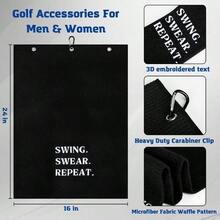 Funny Towel, Embroidered Towels Bags With Clip, Gifts Men Dad, Birthday Gifts Husband Boyfriend, Joke And Fan More - A-black- Swing Swear Repeat - View 6