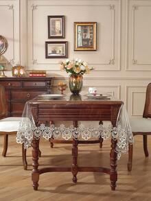 1pc Table Cover, PVC Tablecloth, Waterproof And Oil-Proof Table Cover, Non-Slip Lace Border Table Cover, Dust-Proof Dining Mat For Kitchen, Restaurant, Party Decor, Home Supplies