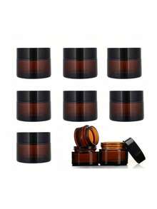 1/5/10 buc borcane cosmetice din sticlă chihlimbar cu capace, recipiente reîncărcabile de dimensiuni de călătorie pentru creme și loțiuni, sticle portabile rezistente la lumină pentru depozitarea cremei de ochi/cremei de față, recipient gol etanș, borcan cosmetic reîncărcabil, borcan rotund sigilat, potrivit pentru depozitarea cremei de față, loțiunii, pudrei de talc, loțiunii de corp, fondului de ten