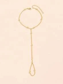 Ladies' Thin Gold Bracelet, 14K Gold-Plated Ring Chain, Rhinestone Beaded And Prong-Set Diamond Bracelet, Stylish And Simple Accessories, Mother's Day Gift For Mom, Adjustable