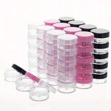 20/10/5/1件 5克透明塑料化妆品容器带盖眼影膏口红瓶化妆品样品罐旅行必需品 - 粉色 - 查看 2