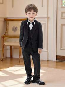 3 sztuki/zestaw garnituru dla chłopców - marynarka + spodnie + krawat, do występów na scenie, na weselu, na szkolnej imprezie, na formalnej imprezie, na jesieni