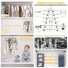 Perchas para pantalones, organizadores de clset y organizador de clset para colgar, 6 niveles, para falda y pantalones, ahorro de espacio, duraderos para organizar armarios, perchas para falda con - paquete de 6 - Ver 1
