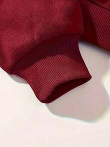 Women's Y2K Style Burgundy Sweater With Bold White 'Bench' Letter Print - Long Sleeve Crew Neck Pullover Sweater With White Cuffs And Hem, Suitable For All Seasons Casual And Semi-Formal Wear, Layerable (Machine Washable) - Minimalist Aesthetic, Y2K Fashion Letter Print Sweater, Fashionable And Comfortable, Suitable For Layering Or Wearing Alone, Elegant Modern Design With 'Bench' Letter, High-Quality Women's Winter Sweater, Oversized Sweater, Women's Winter Sweatshirt, American Women's Sweater, Embroidered Sweatshirt 2025 - 酒紅色 - 查看 3