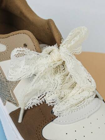 3.5cm Lace Trim Shoelaces, Ballet Style - 1 Pair, 100cm Length, Suitable For Dress Shoes Lace Accessories