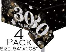 4 Pack 30th Birthday Table Cover 30th Birthday Theme Tablecloth Party Supplies - Đen Trắng Bạc - Xem 3