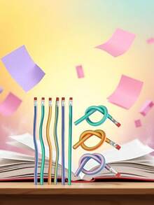 5pcs Magic Bendable Pencils - Flexible Soft, Multi-Colored With Erasers, Ideal Party Favors, Gift Bag Fillers & Holiday/Birthday Gifts | Back To School, Fall, Christmas - 5pcs - View 2