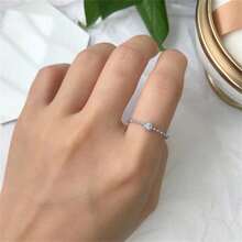 1pc S925 Sterling Silver Minimalist Design Ring With Shiny Zirconia Stone, Elegant Quality Jewelry For Women, Excellent Gift For Loved Ones