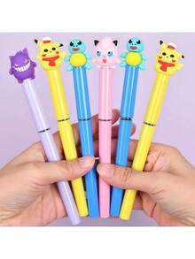 1pc Random Pokemon Reusable Liquid Ink Pen - Black Ink Signature Pen, Suitable For School, Office, Writing And Parties