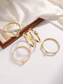 1pc Minimalist Fashion Gold-Tone Copper Bracelet, Heart, Pentagram, Flower, Elephant, Butterfly Designs, Holiday Gift