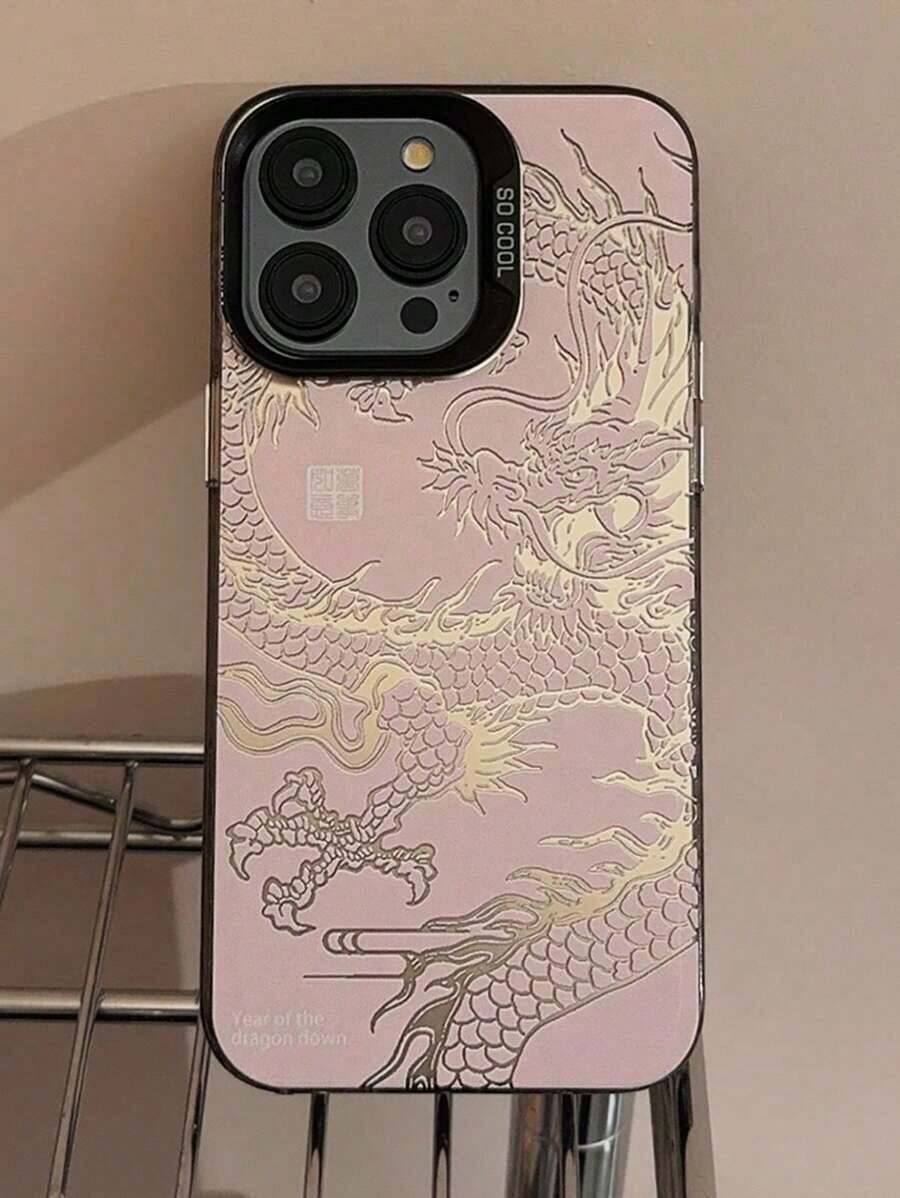 Pink Gucadi Chinese Style Electroplated Dragon Design 2020 New Year Couple Lens Frame Protective Case Compatible With Apple - Trong suốt màu đen - Xem 1