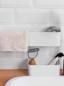 1 Wall Mounted Non Punched Storage Box, Made Of High-Quality ABS Material, No Punching, Non Marking Storage Box, Color (White), Suitable For Living Room, Bedroom, Bathroom, Study, University Dormitory, Autumn Home Decoration Room Decoration - White - View 5