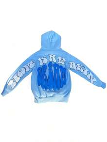 Men's Sky Blue Zipper Cardigan Hoodie UNSEEN VISION Eye Pattern Autumn Hip-Hop Fashion Jacket For Women Halloween Gifts - Màu xanh bụi bặm - Xem 3