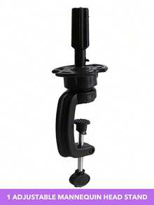 1 Adjustable Mannequin Head Stand, Suitable For Manikin Hair Training Model Hairdresser Styling Tools Wig Holder - Black - View 1