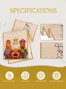 1pc Three Wise Men, Three Magi, Three Kings And Star, Multiple Sizes Available, Table Runner, Table Decoration, Table Cloth, Home Decor, Dining Table Decor, Fireplace Mantel Scarf, Glass Door Window Curtain, Entryway Decor - Multicolor - View 8