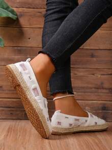 Women's Casual Bohemian Woven Espadrille Slip-On Shoes, Outdoor Walking Shoes, Factory Direct, Fashionable New Spring/Autumn Design - White - View 2