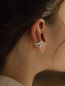 2 件/套非穿孔时尚/独特铜方晶锆石夹式耳环，适合大学、商务、派对、夜总会、度假、日常佩戴（厂家直销） - 金黃色 - 查看 15