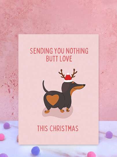 腊肠犬圣诞贺卡 - 适合家人和朋友，适合日常办公室使用，圣诞节，贺卡
