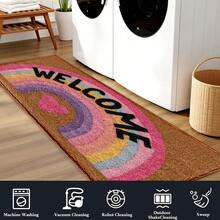 1pc Rainbow Pattern Printed Faux Wool TPR Bottom Doormat, Bathroom Mat, Kitchen Mat, Laundry Room Mat, Holiday Decor, Home Decor, Party Decor, Wedding Decor, Dining Decor - Multicolor - View 8